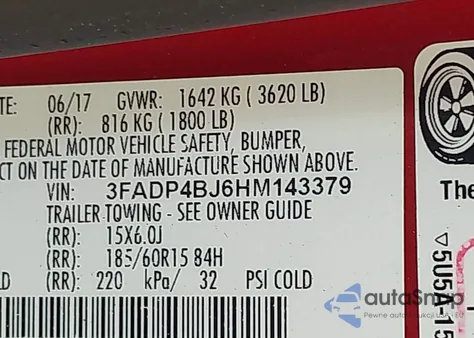 2017 Ford Fiesta Se from USA, damaged, VIN 3FADP4BJ6HM143379
